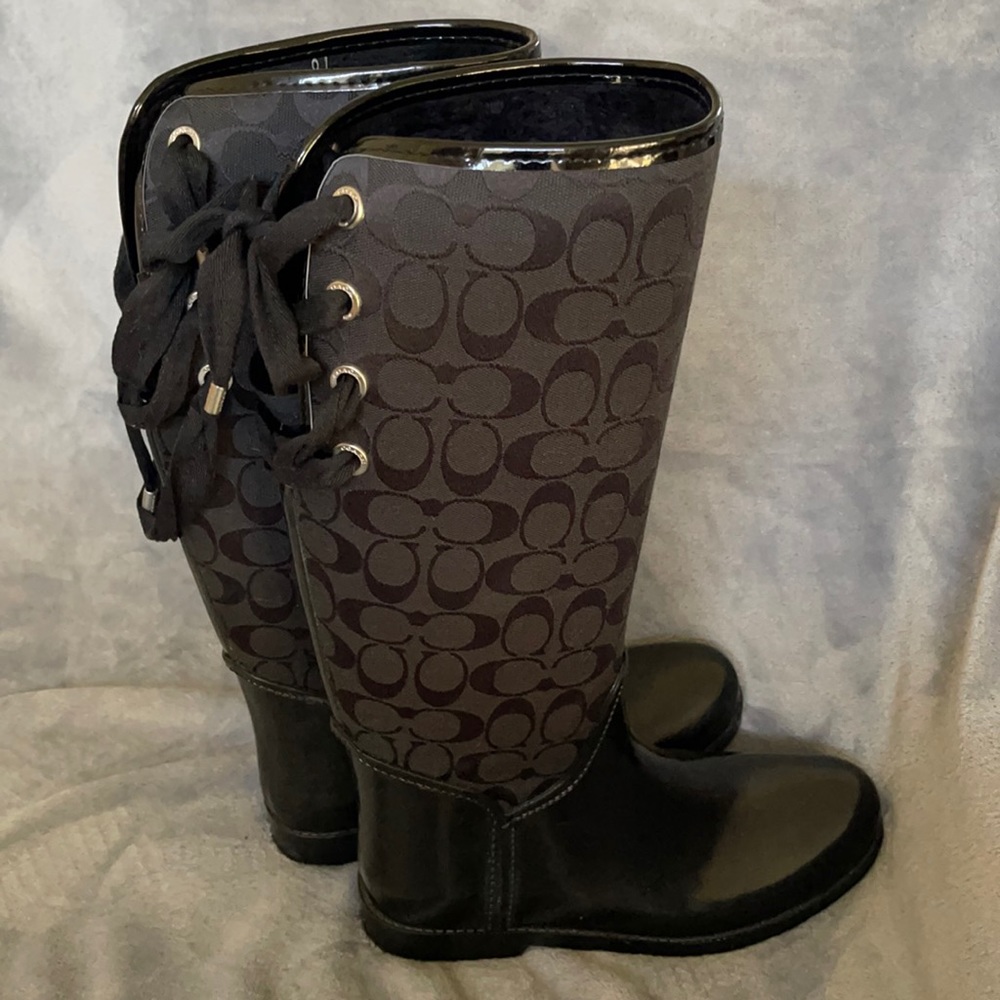 Closet purge! COACH signature rain boots. Never worn